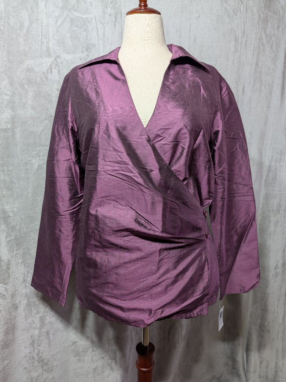 Sutton Studio (16W) Plum Silk Wrap Blouse